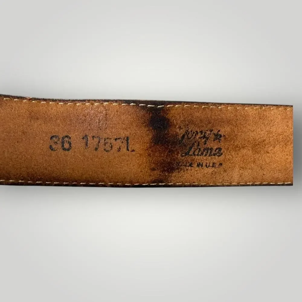 VTG TONY LAMA buckle belt brown leather western cowboy Size 36
